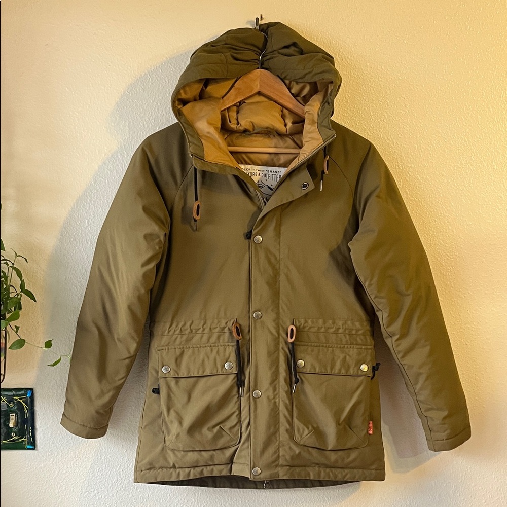 Poler Cedar Down Parka Olive Green Winter Coat Jacket XS